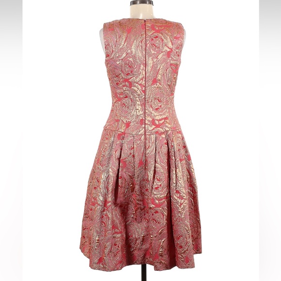 Carmen Marc Valvo Pink Fit and Flare Midi Dress for Weddings - Picture 5 of 11